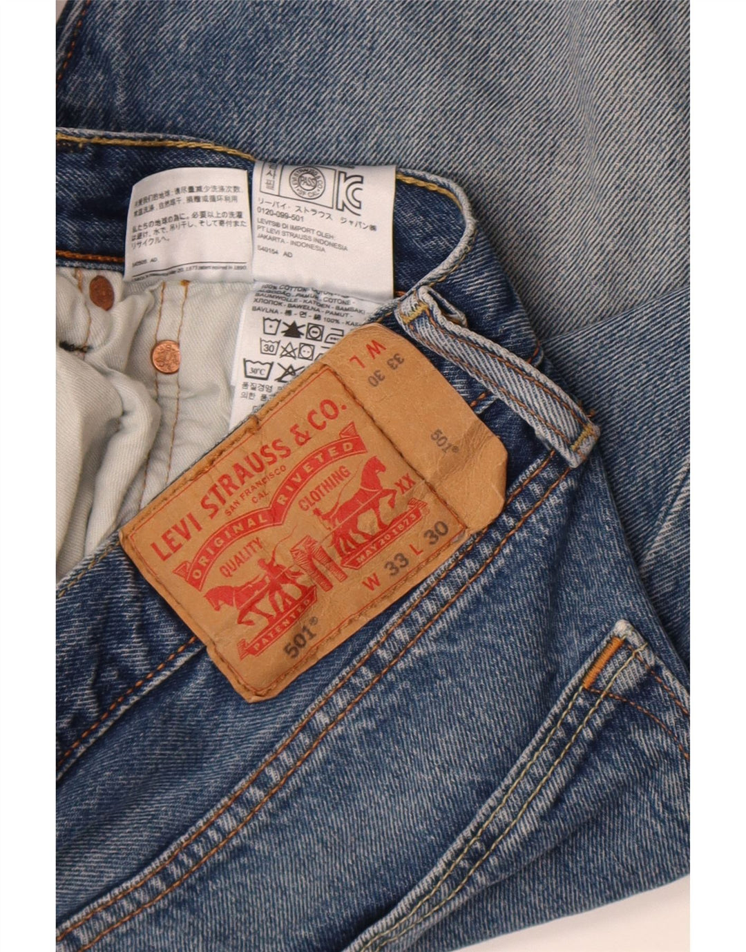 Levi's Masculino 501 Straight Jeans W33 L30 Azul Algodão
