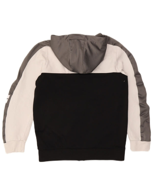 Ellesse Suéter masculino com capuz e zíper gráfico 13-14 anos preto colorblock