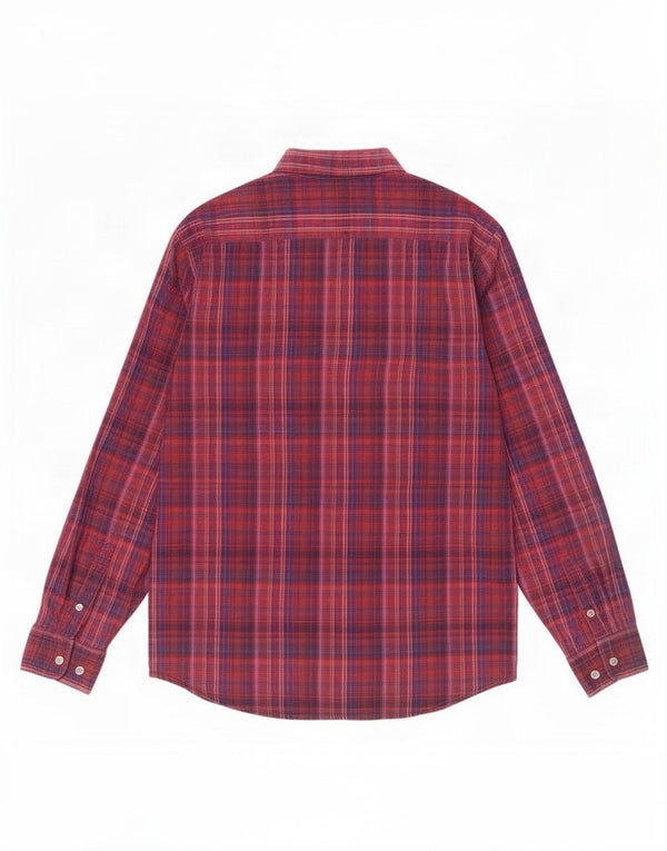 Camisa masculina Dkny grande xadrez vermelha de algodão
