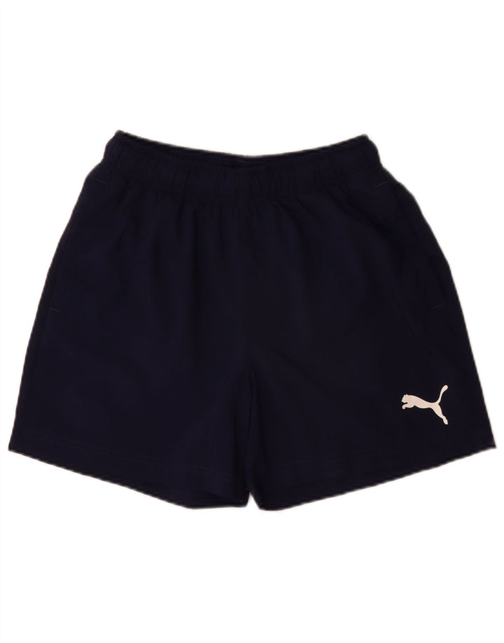 Shorts esportivos masculinos Puma pequenos poliéster azul marinho