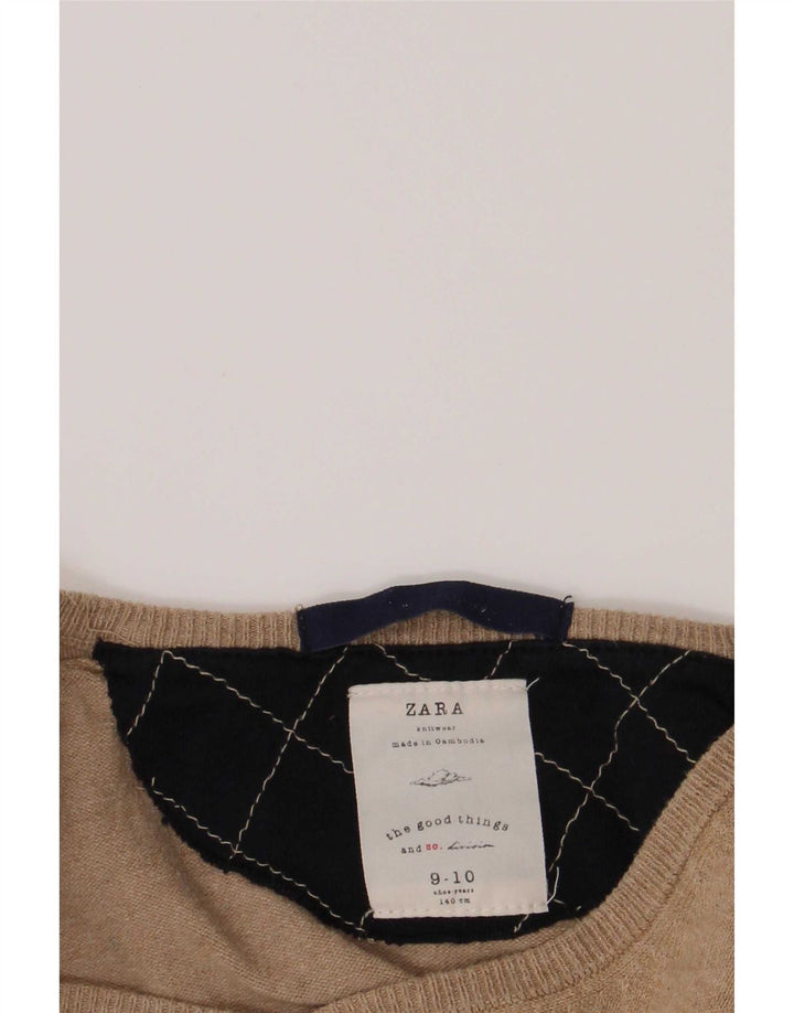 Suéter Zara Boys com decote em V 9-10 anos bege