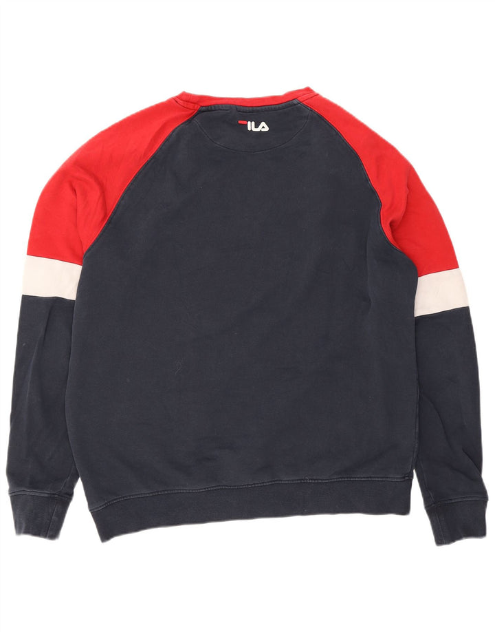 Moletom masculino Fila Graphic Jumper grande algodão colorblock azul marinho