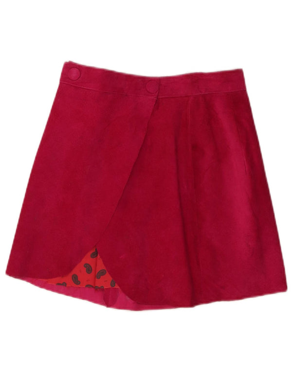 Saia feminina vintage de camurça W24 XS rosa