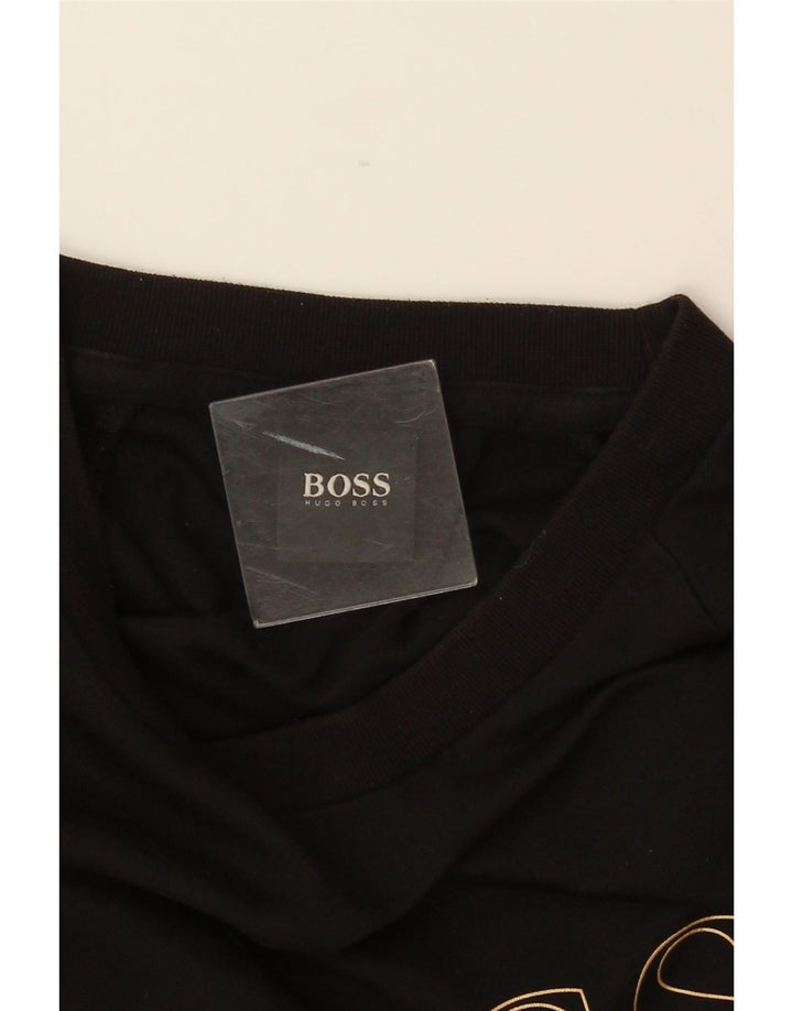 HUGO BOSS moletom gráfico masculino jumper médio algodão preto