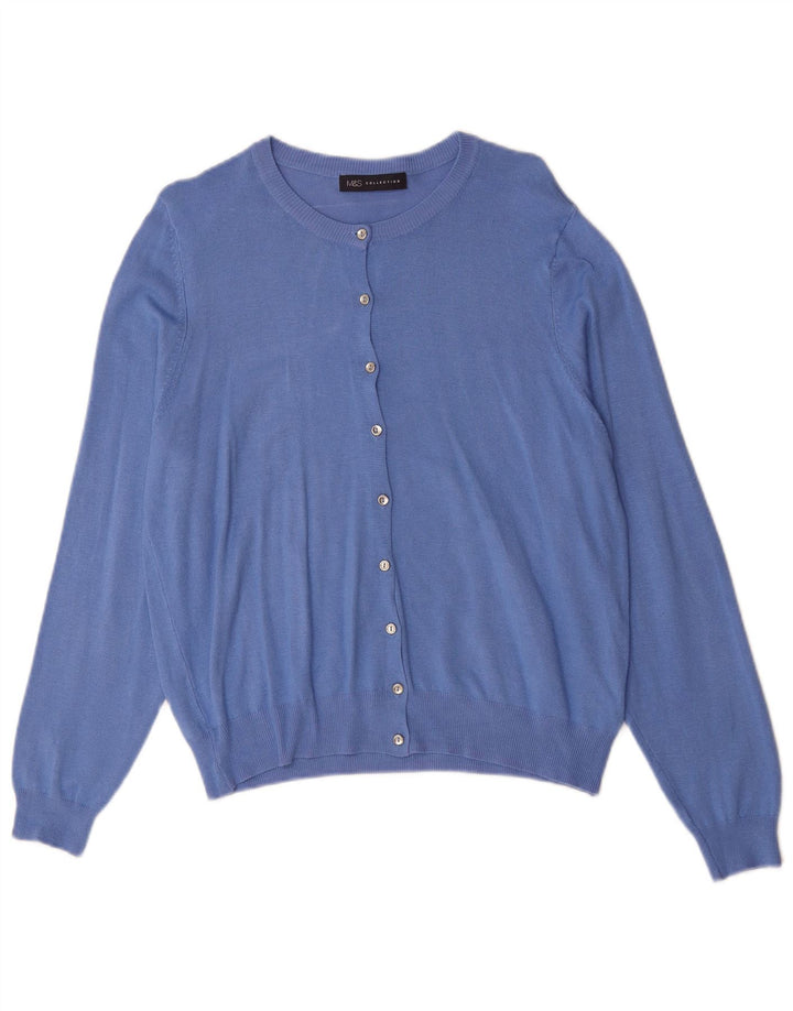 Suéter cardigã feminino Marks & Spencer UK 16 grande viscose azul
