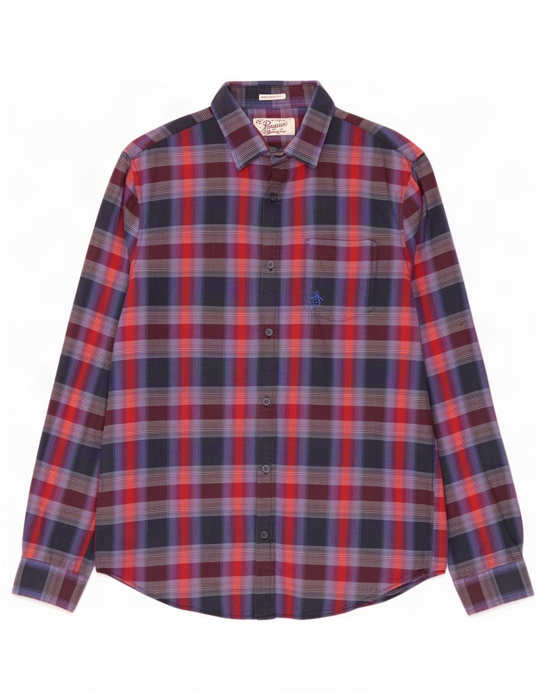Camisa masculina Penguin Heritage Slim Fit grande xadrez multicolorida