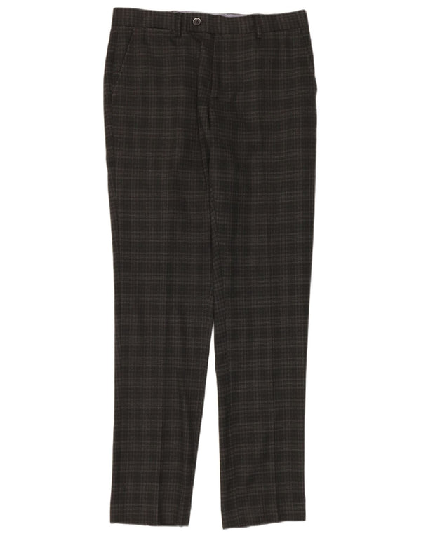 Calça masculina Slim Suit Penguin W30 L32 poliéster xadrez cinza