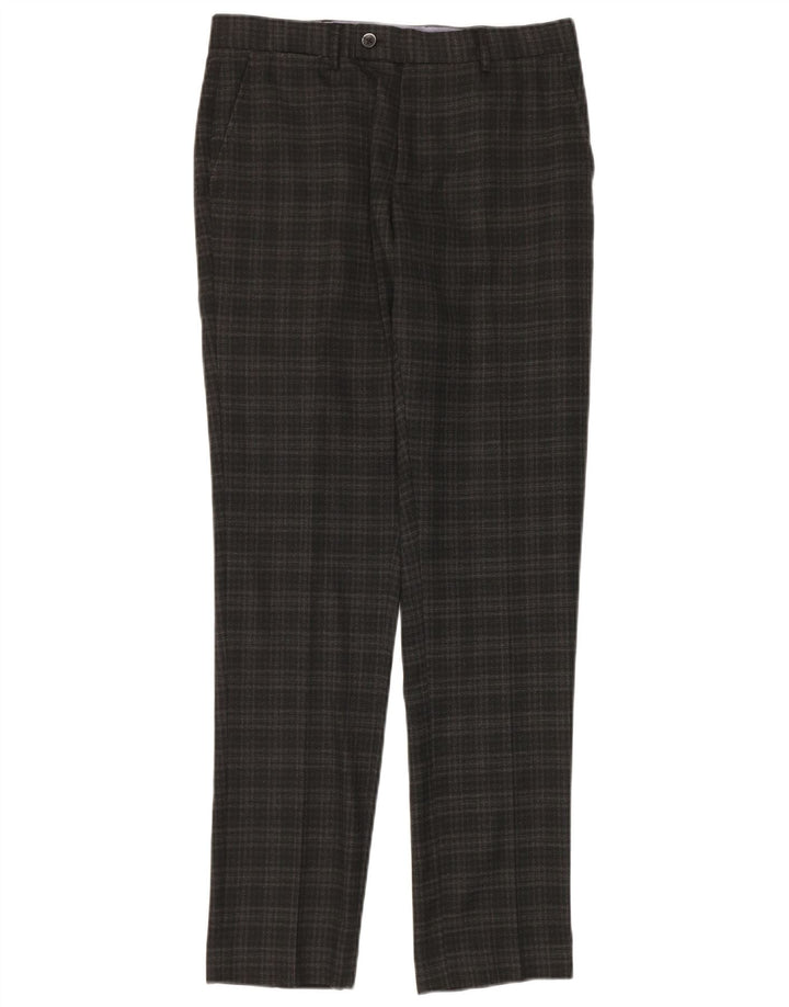 Calça masculina Slim Suit Penguin W30 L32 poliéster xadrez cinza
