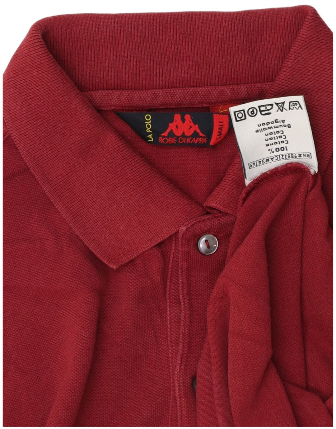 Camisa polo masculina Kappa pequena marrom algodão