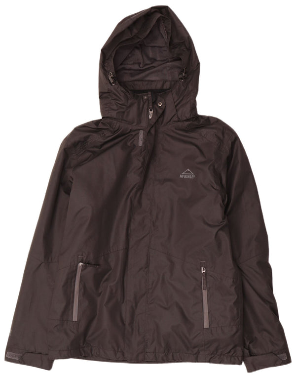 Jaqueta de chuva masculina McKinley com capuz Reino Unido 38 poliéster preto médio