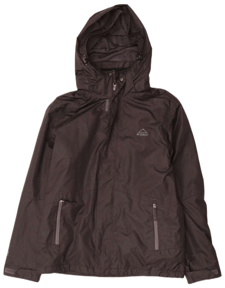 Jaqueta de chuva masculina McKinley com capuz Reino Unido 38 poliéster preto médio