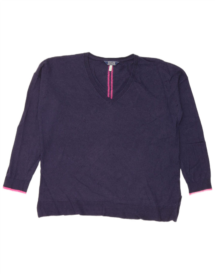 Suéter feminino Joules com decote em V Reino Unido 14 médio azul marinho viscose