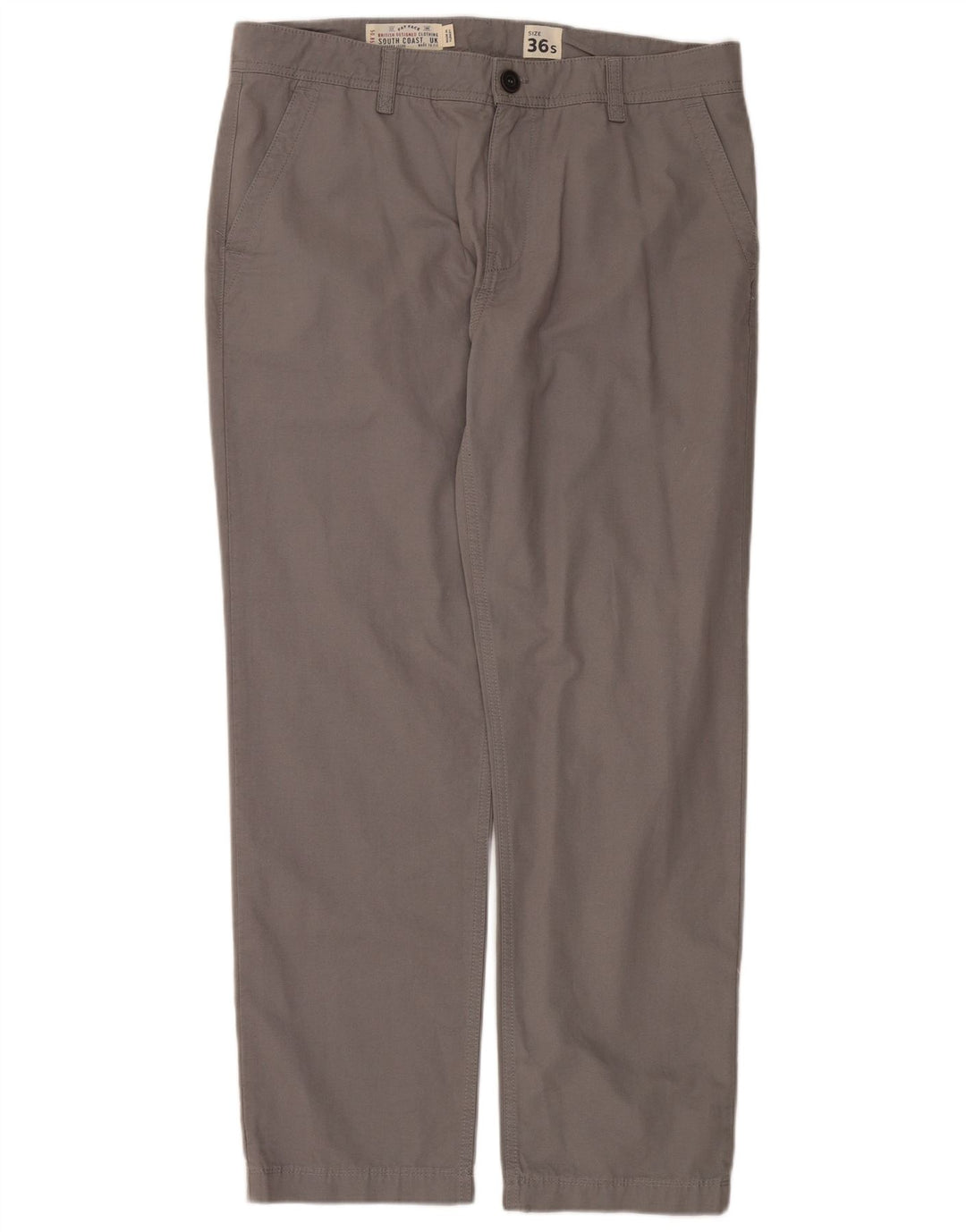 Calça chino reta masculina FAT FACE W36 L31 algodão cinza
