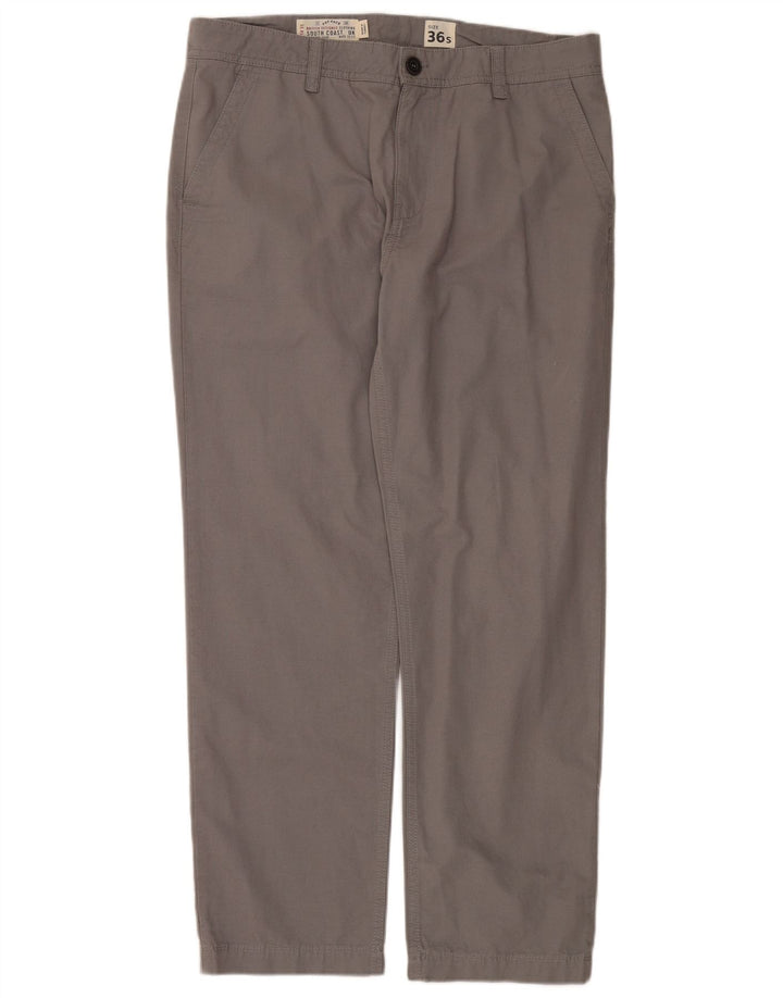 Calça chino reta masculina FAT FACE W36 L31 algodão cinza