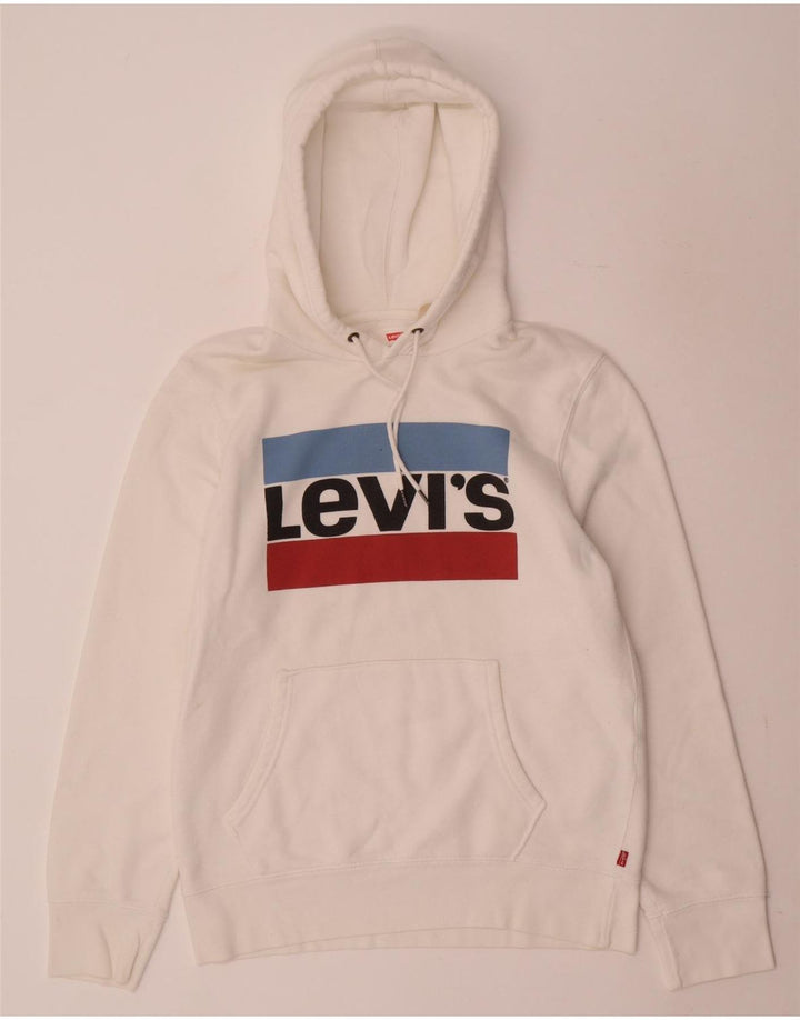 Suéter com capuz gráfico masculino Levi's pequeno algodão branco