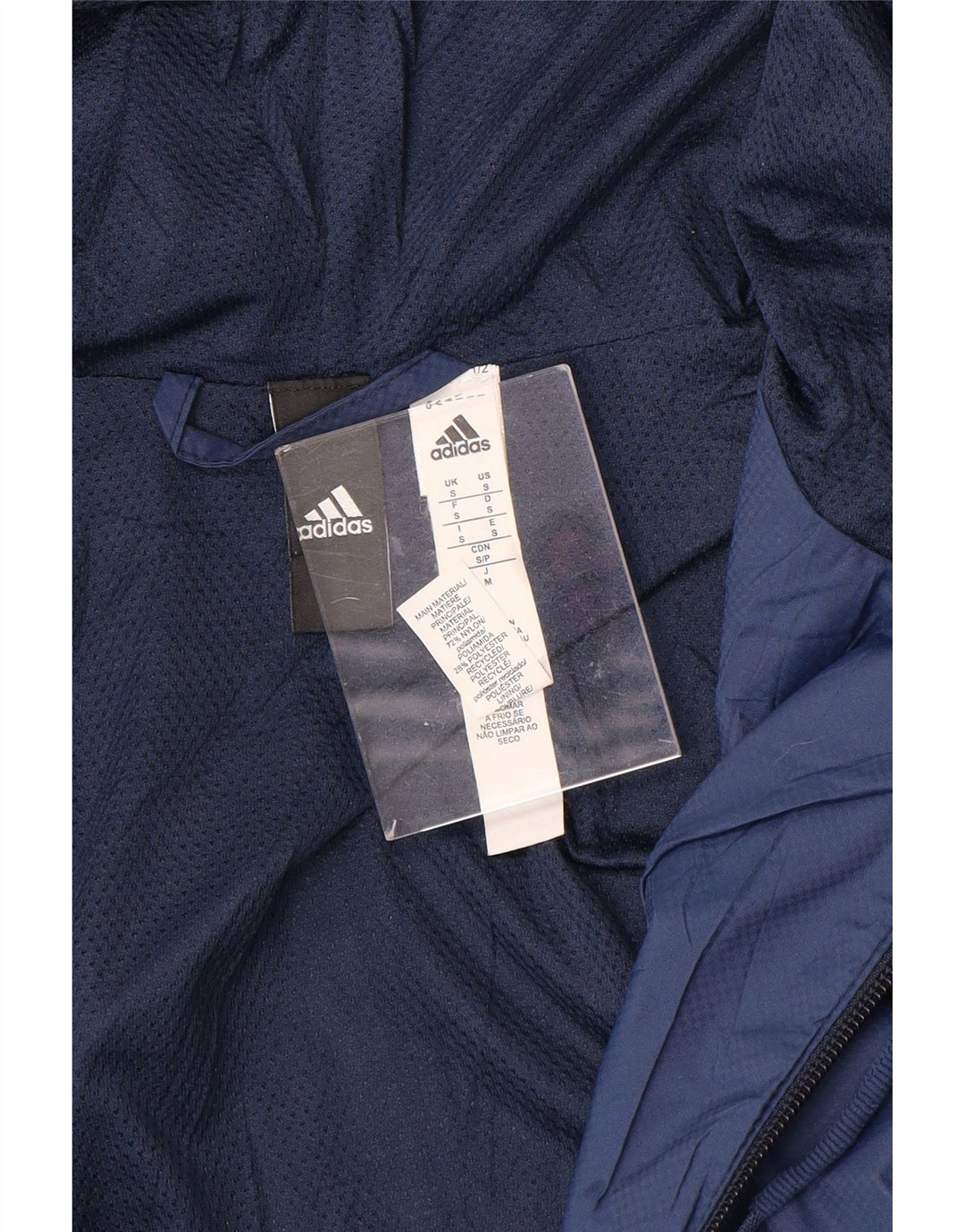ADIDAS Mens Hooded Tracksuit Top Jacket UK 36 Pequeno Azul Marinho Poliéster