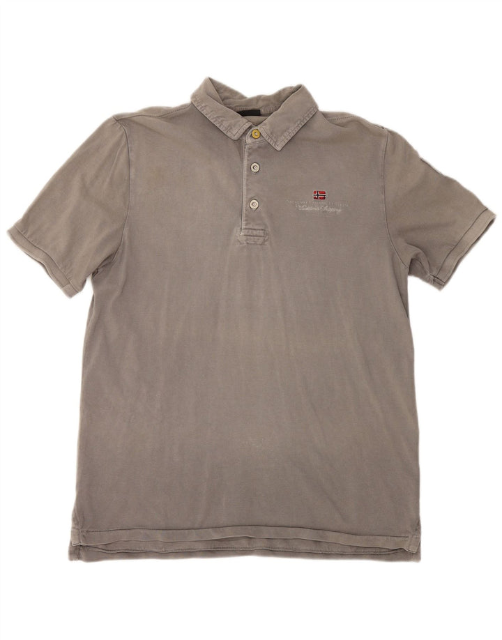 Camisa polo masculina NAPAPIJRI grande algodão cinza