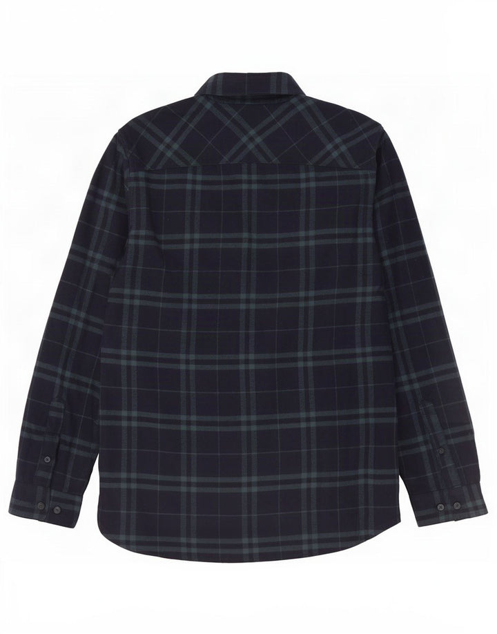 Camisa masculina de flanela Jack Wills Classic Fit pequena azul marinho xadrez de algodão