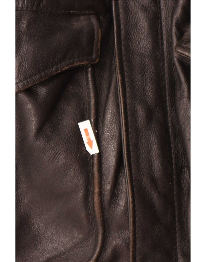Jaqueta de couro militar masculina vintage UK 42 XL preta