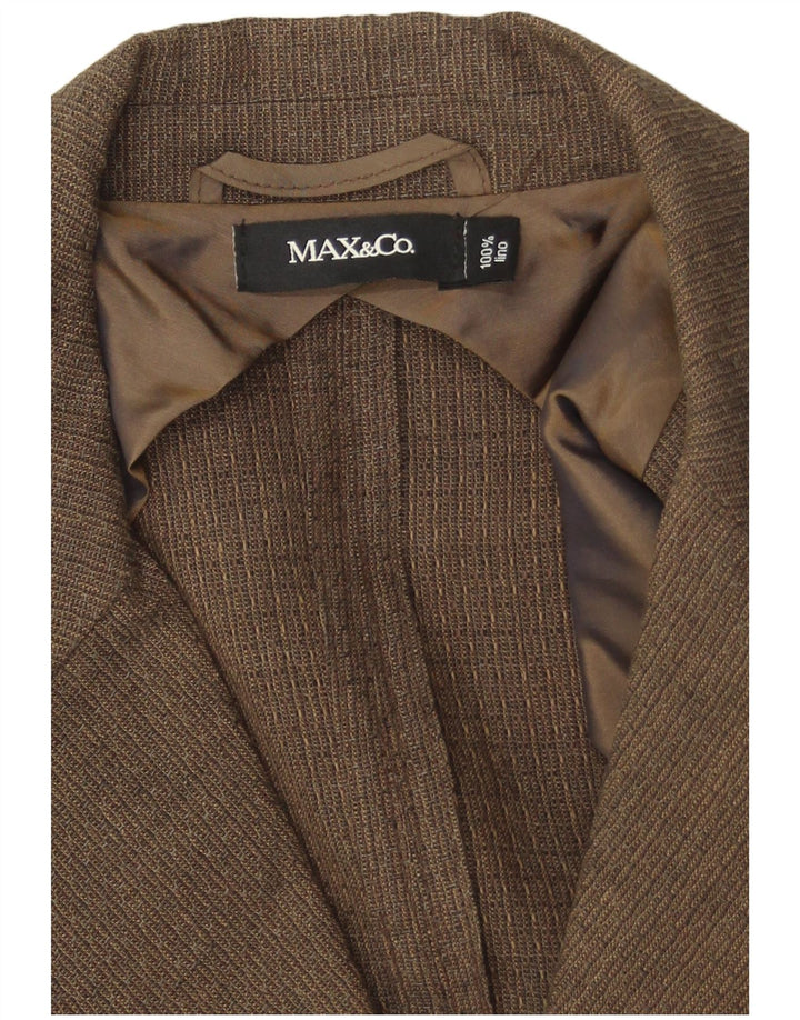 Jaqueta blazer feminina de 2 botões Max & Co. Reino Unido 14 linho marrom médio