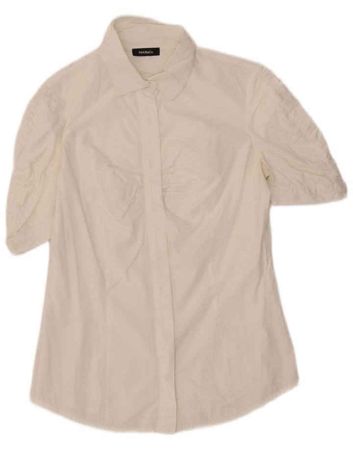 Camisa feminina de manga curta Max & Co. UK 12 médio branco