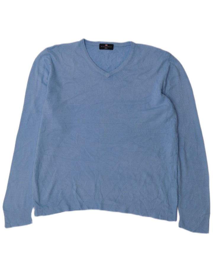 Suéter masculino Marks & Spencer Blue Harbor com decote em V grande acrílico