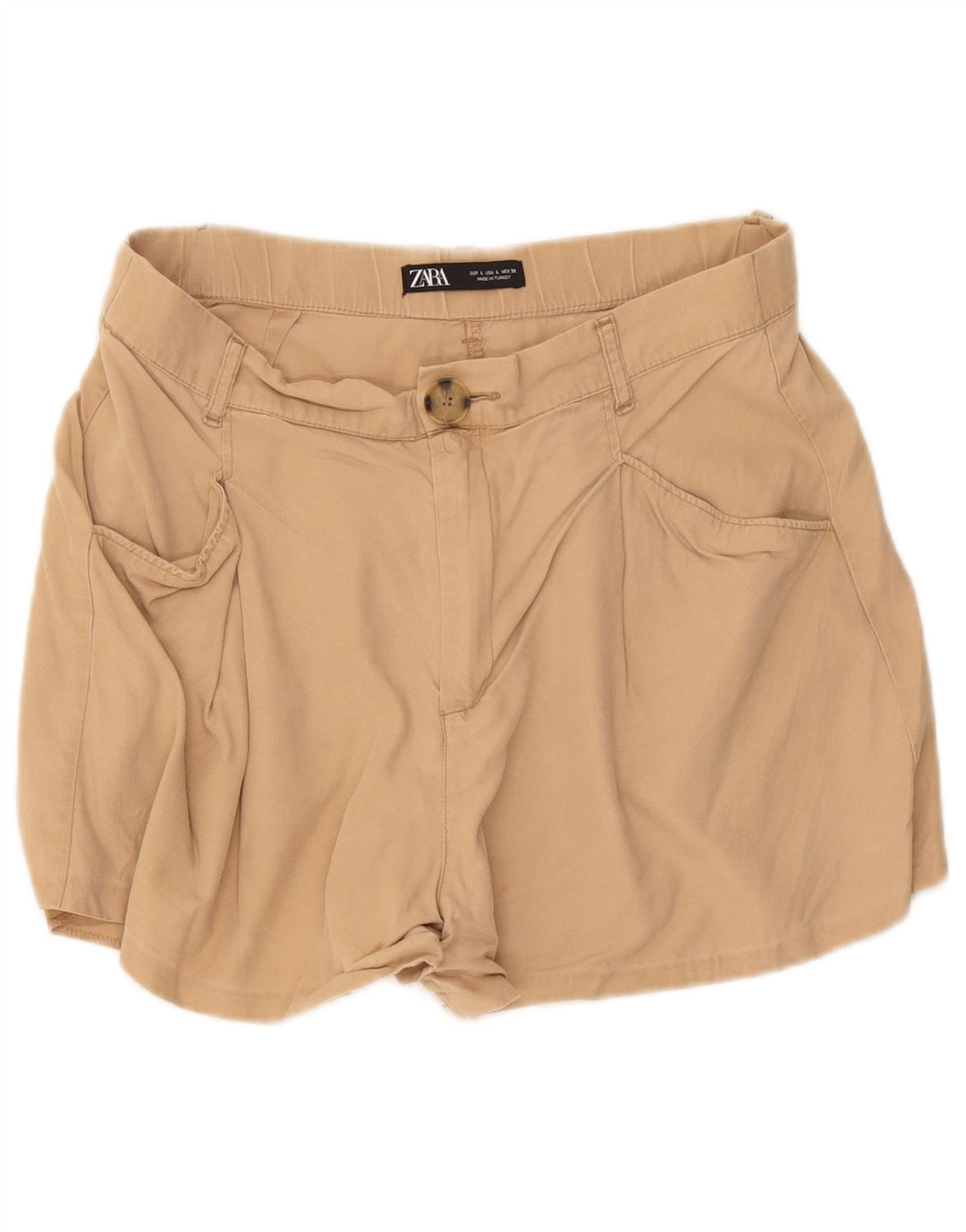 Zara Shorts feminino casual grande W32 bege