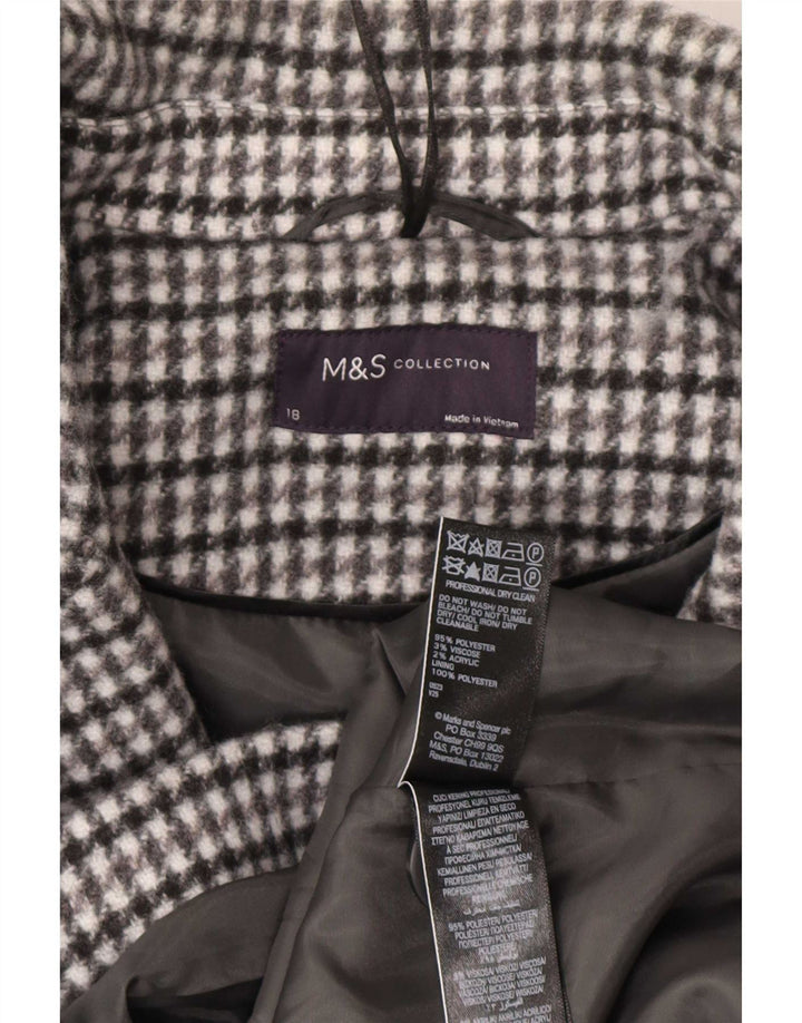 Casaco feminino Marks & Spencer com peito duplo UK 18 XL cinza Houndstooth