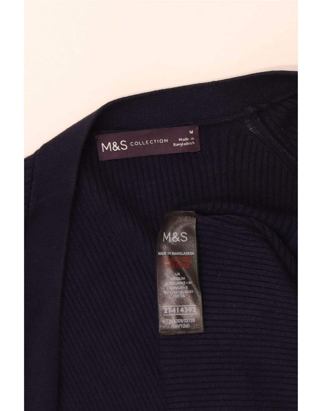 Suéter cardigã feminino Longline da Marks & Spencer Reino Unido 14 médio azul marinho