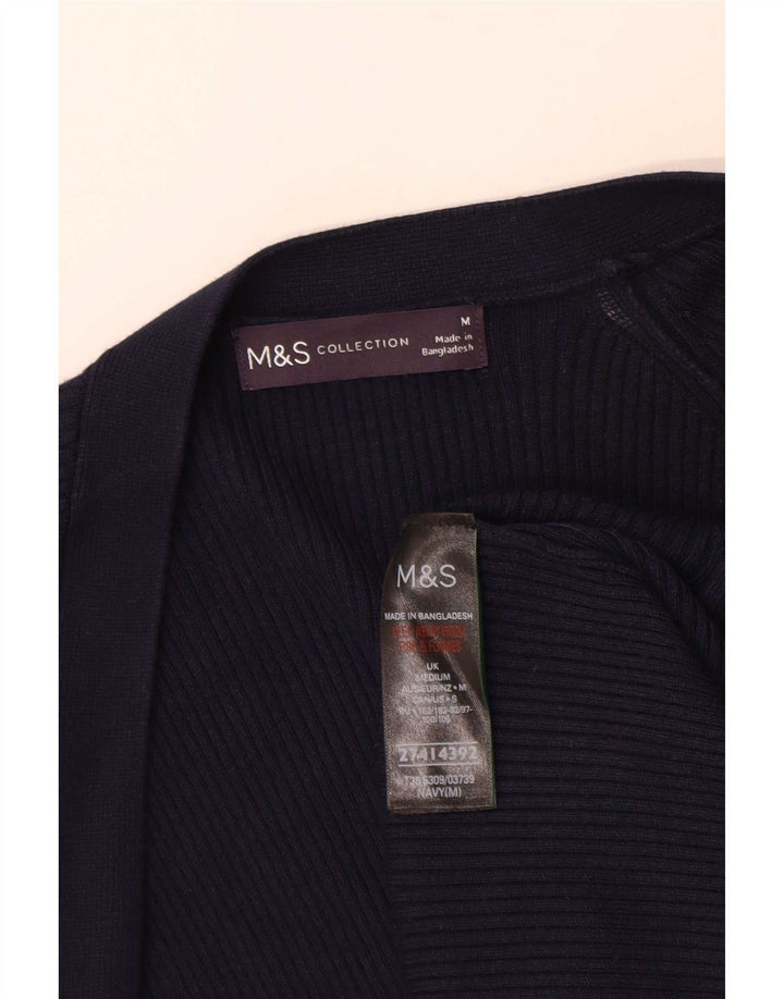 Suéter cardigã feminino Longline da Marks & Spencer Reino Unido 14 médio azul marinho