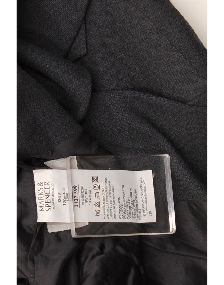 Jaqueta blazer masculina de 2 botões Marks & Spencer Reino Unido 40 grande lã azul marinho