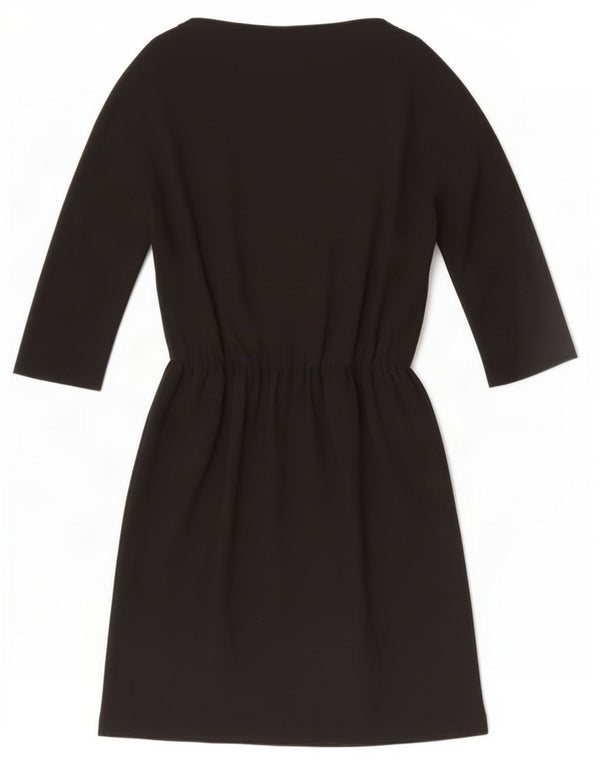 Vestido básico feminino Zara manga 3/4 Reino Unido 12 médio preto