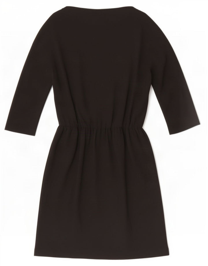 Vestido básico feminino Zara manga 3/4 Reino Unido 12 médio preto