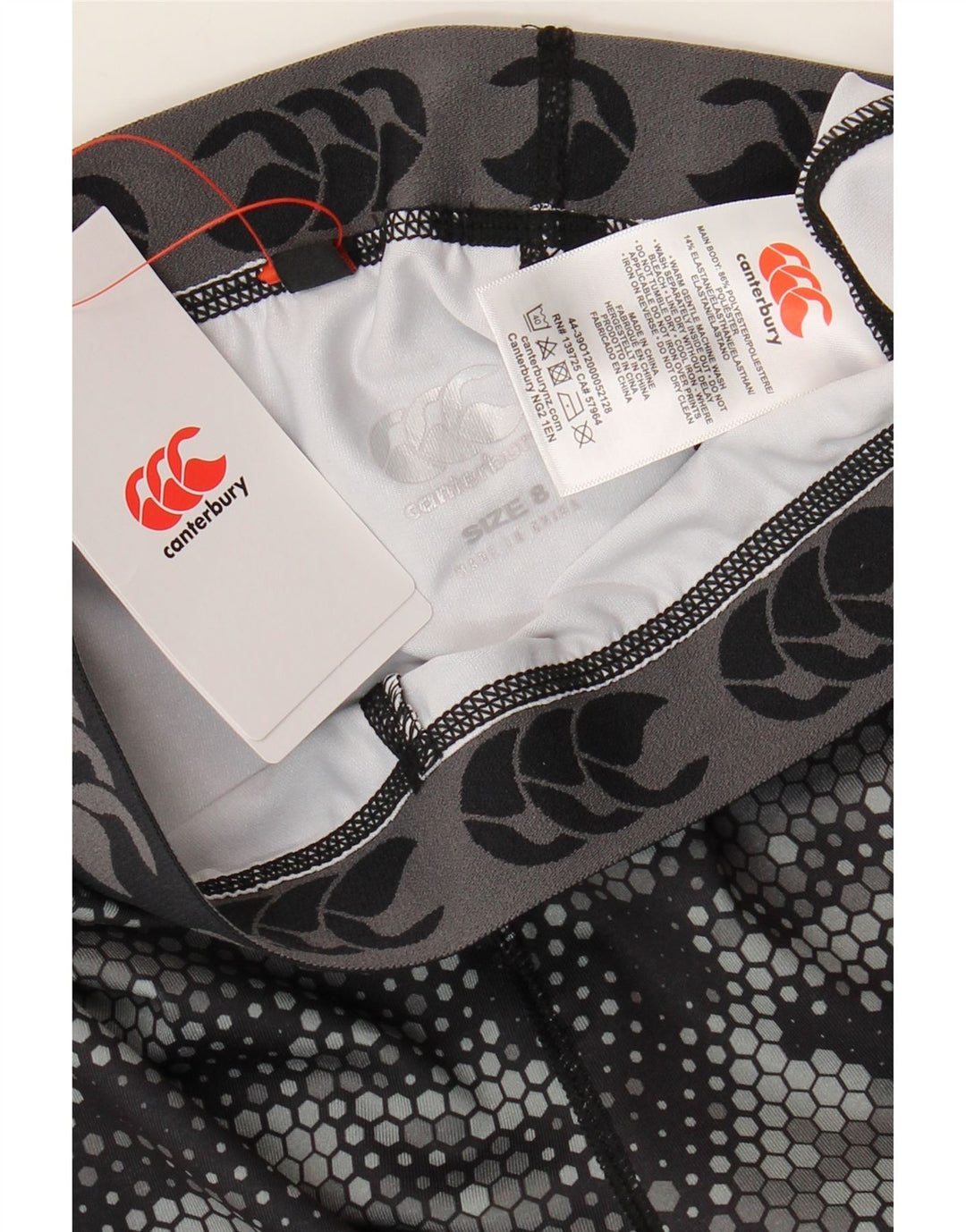 Canterbury Womens Graphic Leggings UK 8 Pequeno Poliéster Geométrico Preto