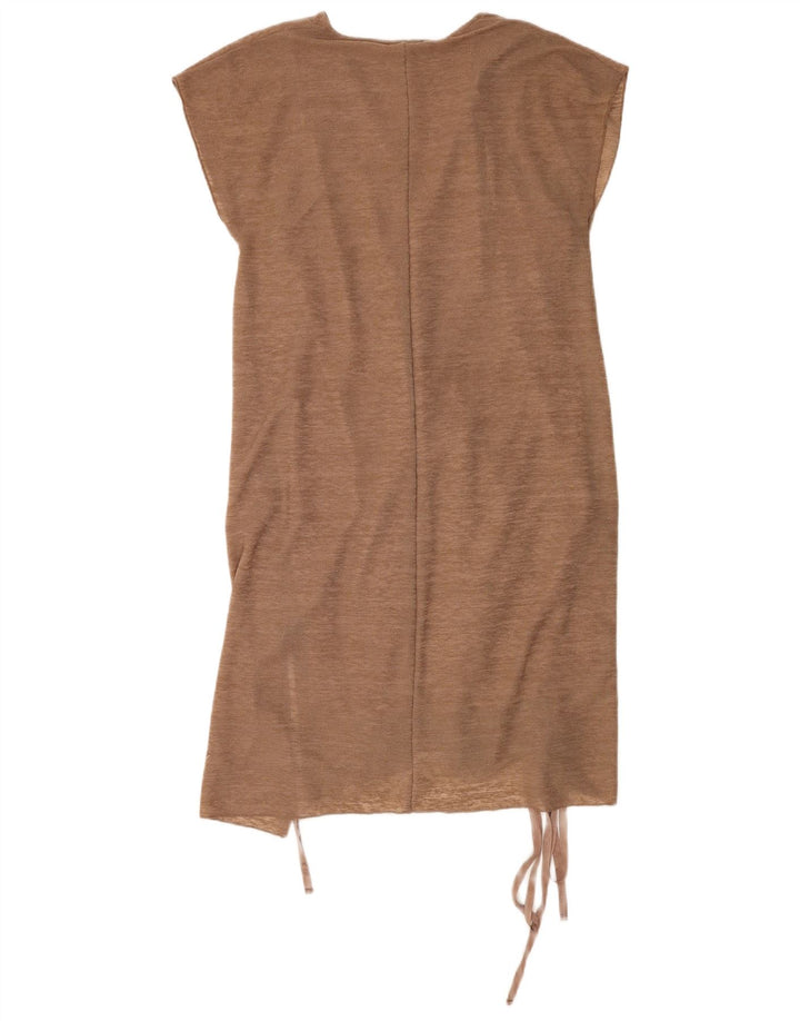 Vestido feminino Zara UK 10 pequeno poliéster marrom