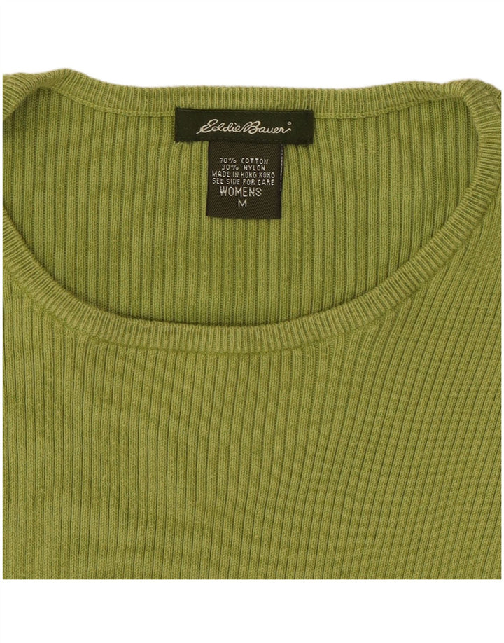 Eddie Bauer Crop Top feminino manga comprida Reino Unido 12 algodão verde médio