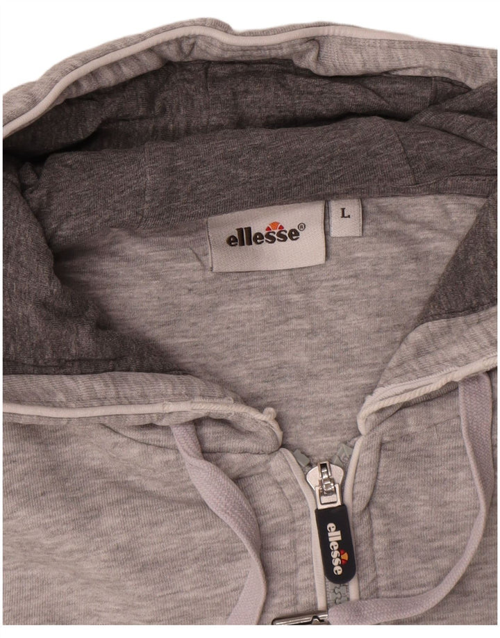 Ellesse Suéter masculino com capuz e zíper gráfico grande algodão cinza