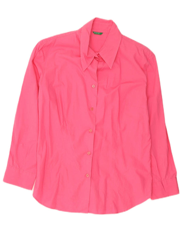 Camisa feminina Benetton grande algodão rosa
