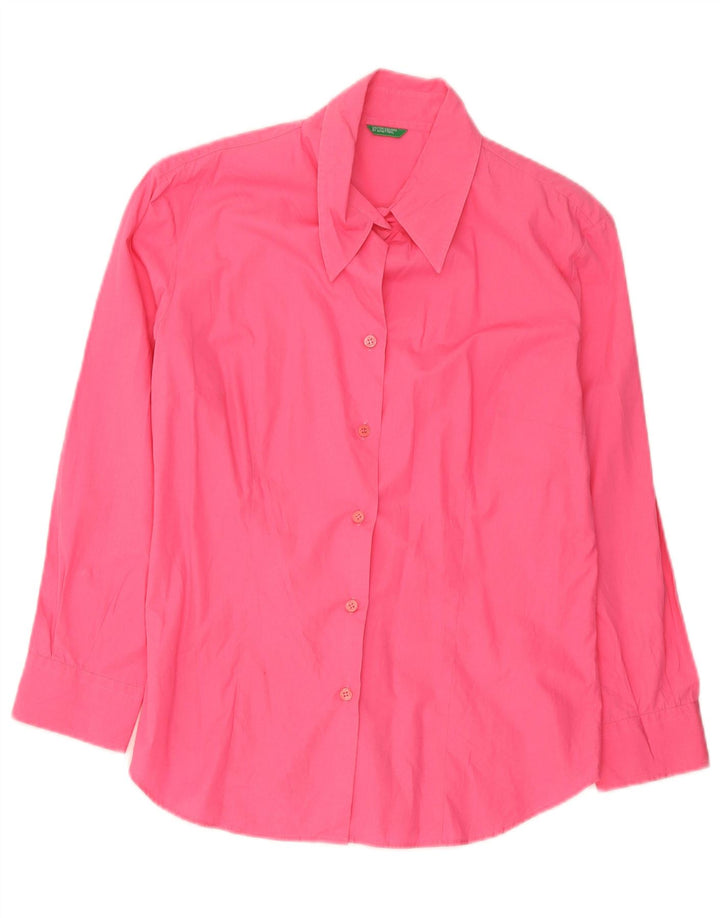 Camisa feminina Benetton grande algodão rosa