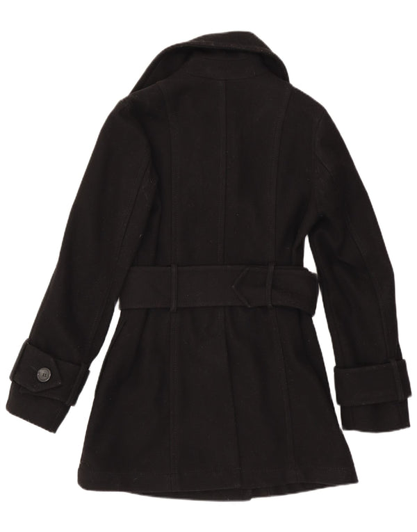 Casaco feminino duplo breasted Benetton Reino Unido 8 pequeno preto
