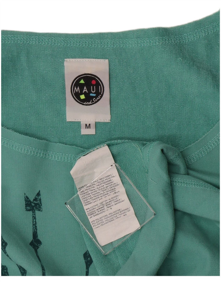 Maui and Sons Top gráfico feminino cropped manga 3/4 Reino Unido 14 médio turquesa