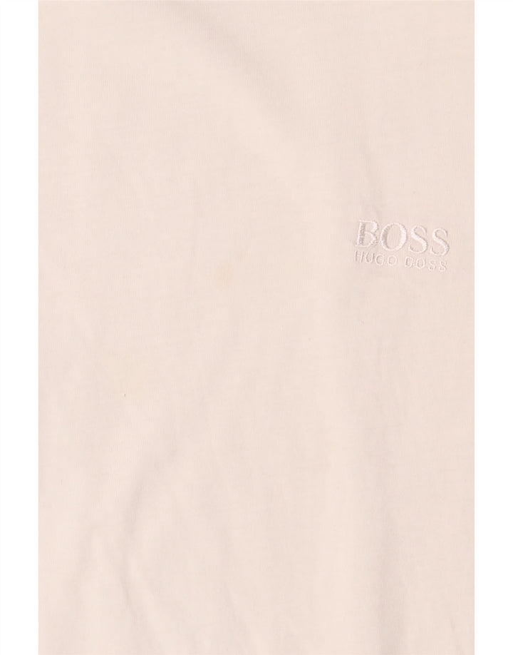 Camiseta feminina Hugo Boss UK 12 algodão branco médio