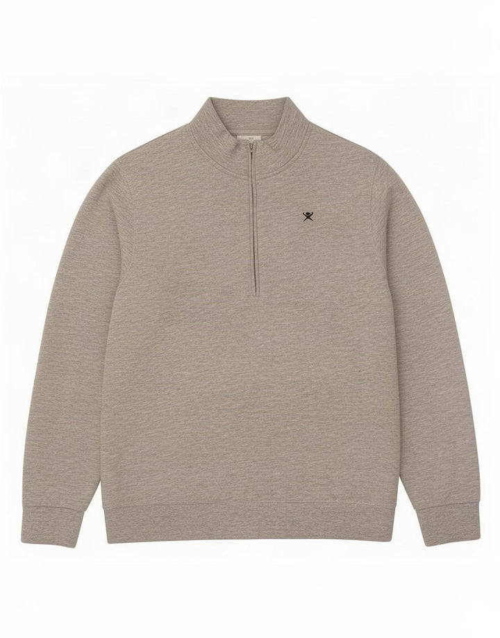Hackett moletom masculino com zíper e gola clássica, moletom grande cinza manchado