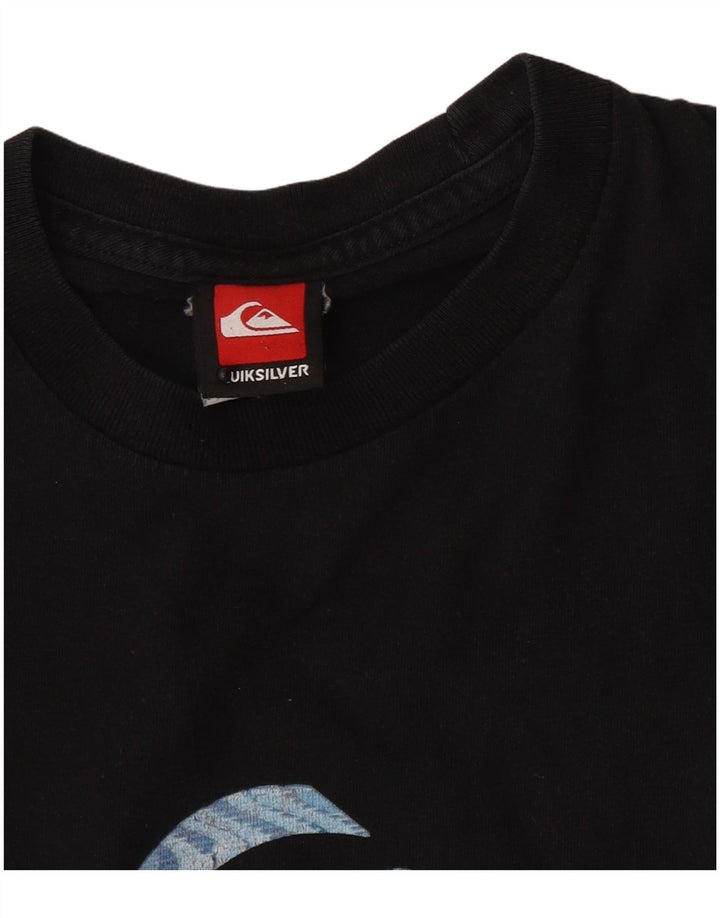 Camiseta masculina Quiksilver com estampa gráfica pequena preta