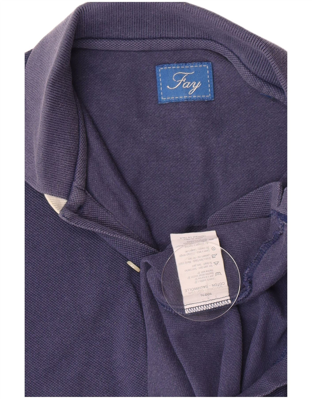 Camisa polo masculina Fay pequena algodão azul marinho