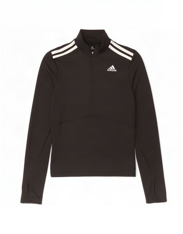 Adidas Mulher Aeroready Zip Neck Pullover Treino Top Reino Unido 4/6 XS Preto