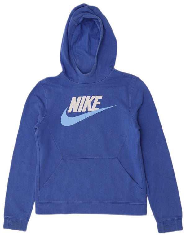 Suéter com capuz gráfico Nike Boys 12-13 anos grande algodão azul