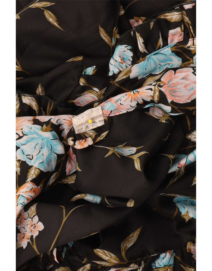 Vestido maxi feminino vintage de manga comprida IT 44 médio preto floral
