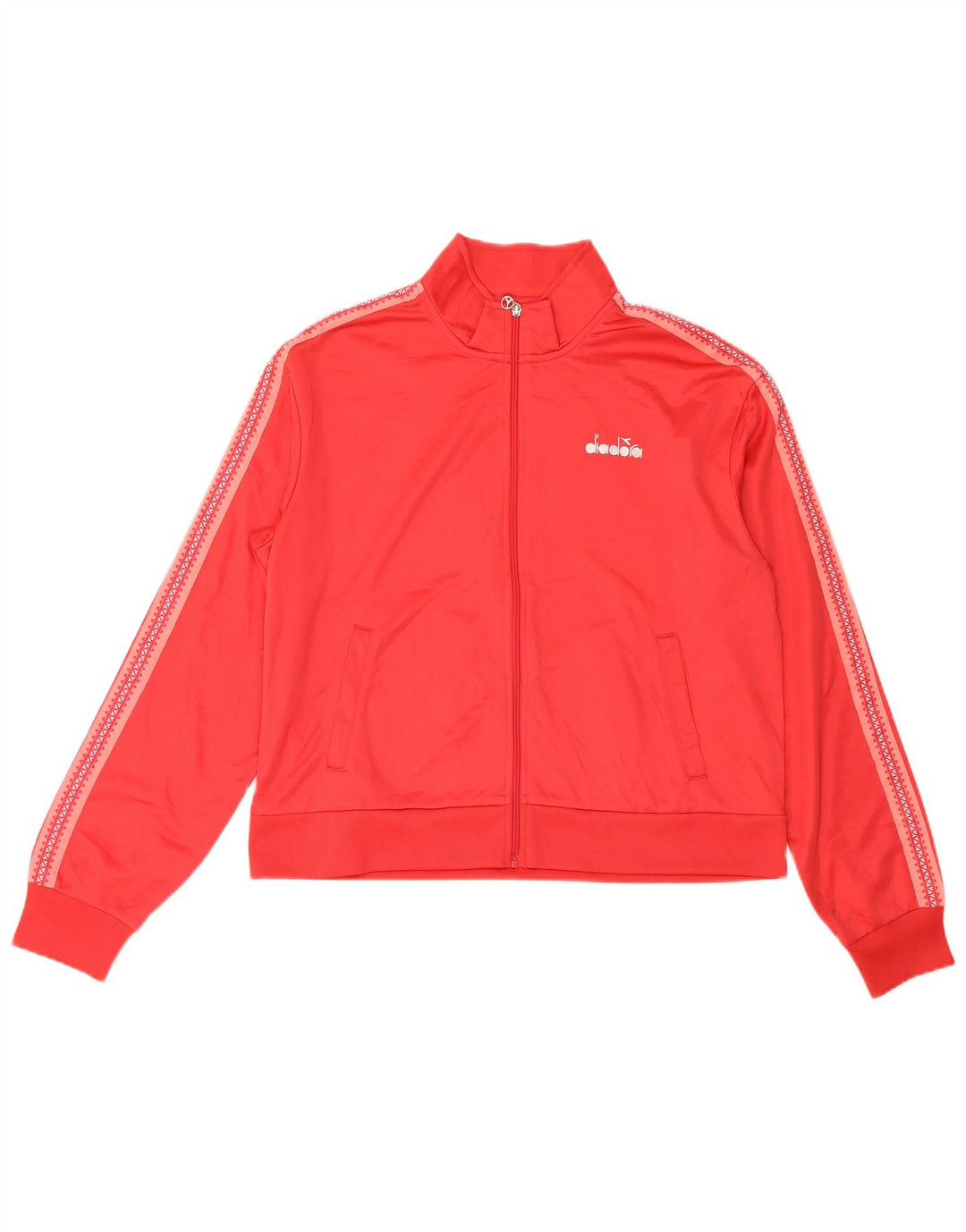 Diadora Womens Graphic Tracksuit Top Jacket UK 18 XL Poliéster Vermelho