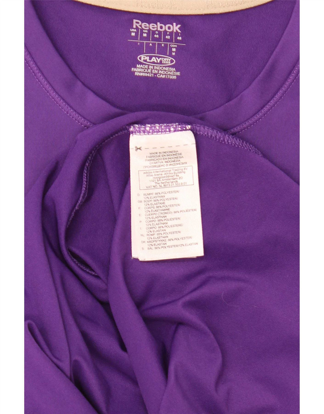 Camiseta feminina Reebok Top UK 12 poliéster roxo médio